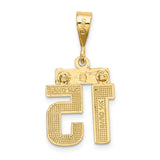 14k Small Brushed Diamond-cut Number 15 Charm SN15