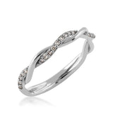 Lady's White 14K Woven Style Diamond Wedding Band