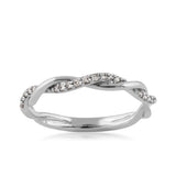 Lady's White 14K Woven Style Diamond Wedding Band