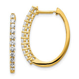 14K Yellow Gold Prong Set Hoop Earrings