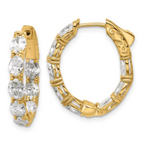 14k Yellow Gold 4.00ctw Lab Diamond Hoop Earrings