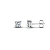 14K White Gold Princess Cut Diamond Stud Earrings 0.25 CTW