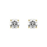 14K Yellow Gold 4-Prong Diamond Stud Earrings | 1.23 CTW GIA