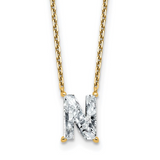 14k Yellow Gold Lab Diamond Initial N Pendant