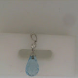 7.25 Ct Briolette Swiss Blue Topaz & Diamond Pendant | 14K White Gold