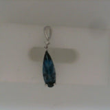 2.50 Ct Pear London Blue Topaz & Diamond Pendant | 14K White Gold