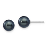 14K White Gold Black Cultured Pearl Stud Earrings