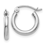 10K White Gold Classic Plain Hoop Earrings