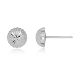 14 Karat White Gold 8mm Diamond Cut Stud Earring