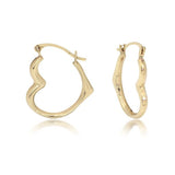 14K Yellow Gold Heart Hoop Earrings