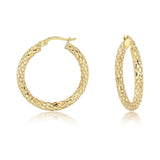 14K Yellow Gold 25mm Mesh Hoop Earrings