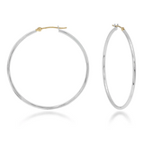 Sterling Silver & 14K Gold Post Hoop Earrings 45mm