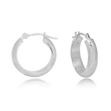 15mm x 3.8mm 14K White Gold Round Tube Hoop Earrings