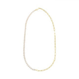 Hollow Paperclip 5Mm Pearl 14K Yellow Chain Length 18