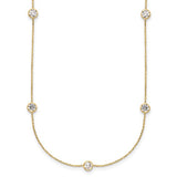 18" 10kt Yellow Gold Cable Chain Necklace with 7 Station CZ Stones