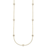 18" 10kt Yellow Gold Cable Chain Necklace with 7 Station CZ Stones