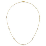 18" 10kt Yellow Gold Cable Chain Necklace with 7 Station CZ Stones