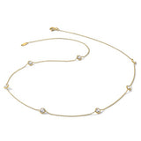 18" 10kt Yellow Gold Cable Chain Necklace with 7 Station CZ Stones