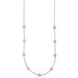 10K White Gold Polished Bezel-set Round CZ 9-Station 18 inch Necklace