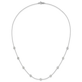 10K White Gold Polished Bezel-set Round CZ 9-Station 18 inch Necklace
