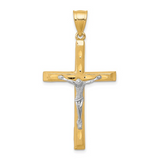 Two-Tone 10K Gold Crucifix Cross Charm | White & Yellow Gold