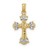 14K Two-Tone Fleur-De-Lis Cross Charm