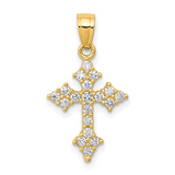 10K Yellow Gold CZ Passion Cross Charm | Religious Pendant