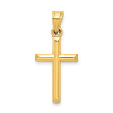 Yellow 10K Gold Hollow Cross Pendant & Religious Charm
