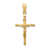 14k Yellow Gold INRI Crucifix Charm | Religious Pendant