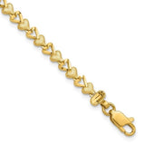 10K Yellow Gold Diamond Cut Heart Bracelet