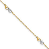 14K Two-Tone Gold Heart Link Anklet