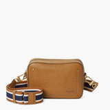 Tan Leather Camera Crossbody Bag with 22" Strap