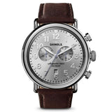 Gent's 47MM Silver Dial Runwell Chrono Watch | Shinola | Gent's Cattail Brown Strap