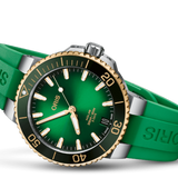 Gent's Aquis Date Green Dial Watch 18K Gold Bezel