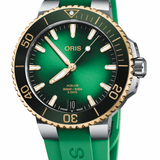 Gent's Aquis Date Green Dial Watch 18K Gold Bezel