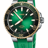 Gent's Aquis Date Green Dial Watch 18K Gold Bezel