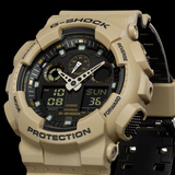 G-Shock GA-100 Sand & Gray Analog-Digital Men's Watch | 51mm Resin
