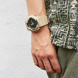 G-Shock GA-100 Sand & Gray Analog-Digital Men's Watch | 51mm Resin