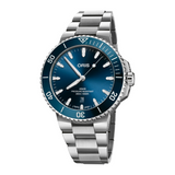 Gent's Blue Metal Aquis Date Watch
