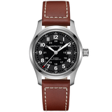 Hamilton Khaki Field Auto Watch 42mm | Black Dial Brown Strap