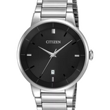 Gent's Black Dial Stainless Steel Quartz Watch