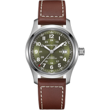 Hamilton Khaki Field Auto 42mm Watch | Green Dial Brown Strap