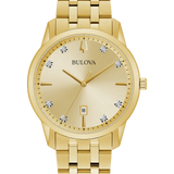 Gents 40mm Bulova Sutton Classic Watch | Gold-Tone Diamond Dial Edition
