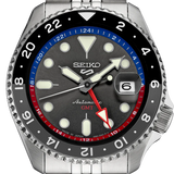 Seiko 5 GMT Charcoal Stainless Steel Bracelet Watch