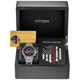 Citizen Men's Thin Red Line Eco-Drive Watch – 42mm Chronograph & Engravable Plaque