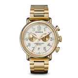 Shinola Canfield Chrono White Dial 43mm Gold Watch