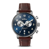 Shinola Canfield Chrono Blue Dial 43mm Leather Watch