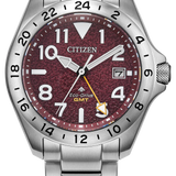 Citizen Promaster Land GMT Watch | Textured Red Dial