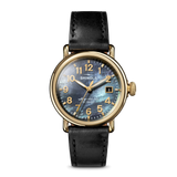Shinola 36mm Runwell Watch | Black Mother of Pearl Dial | Leather Strap