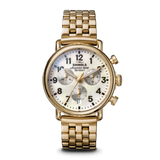 Shinola Runwell Chronograph 37mm Gold Watch | White MOP Dial